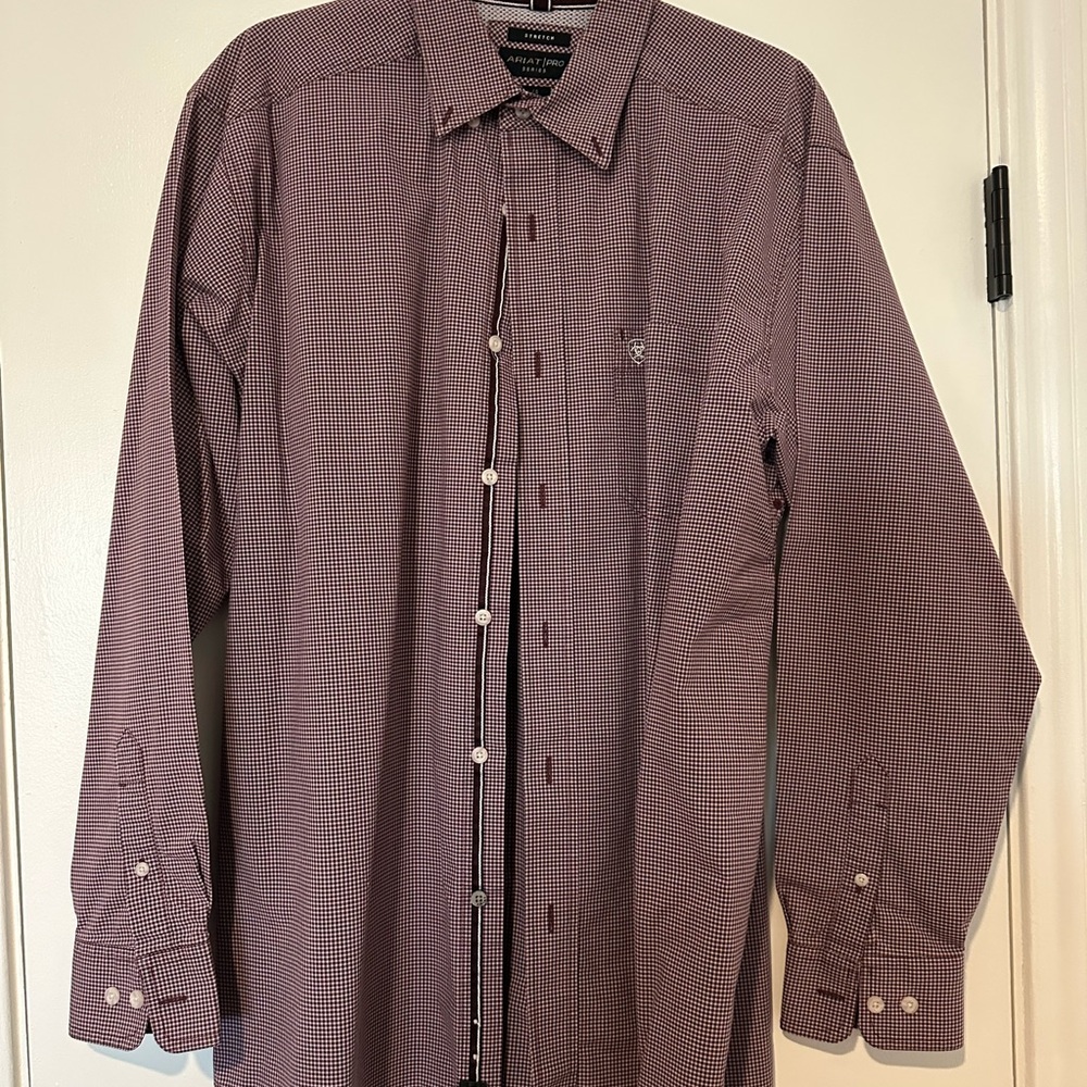 Ariat Men's Maroon Checkered Dress Shirt